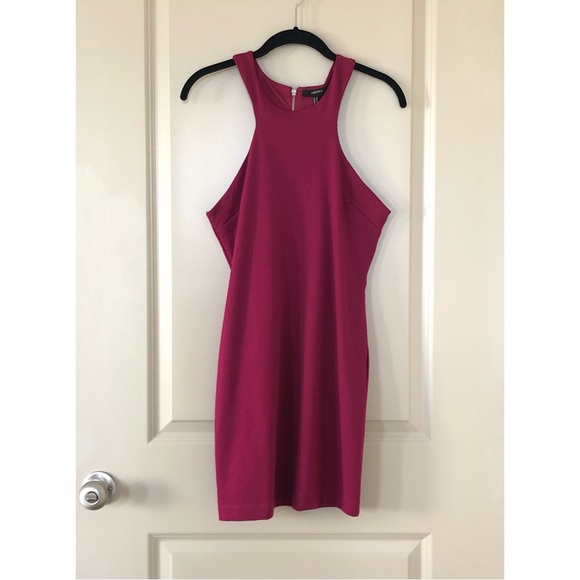 🆕 FOREVER 21 Dark Fuchsia Fitted Mini Dress - Picture 2 of 4
